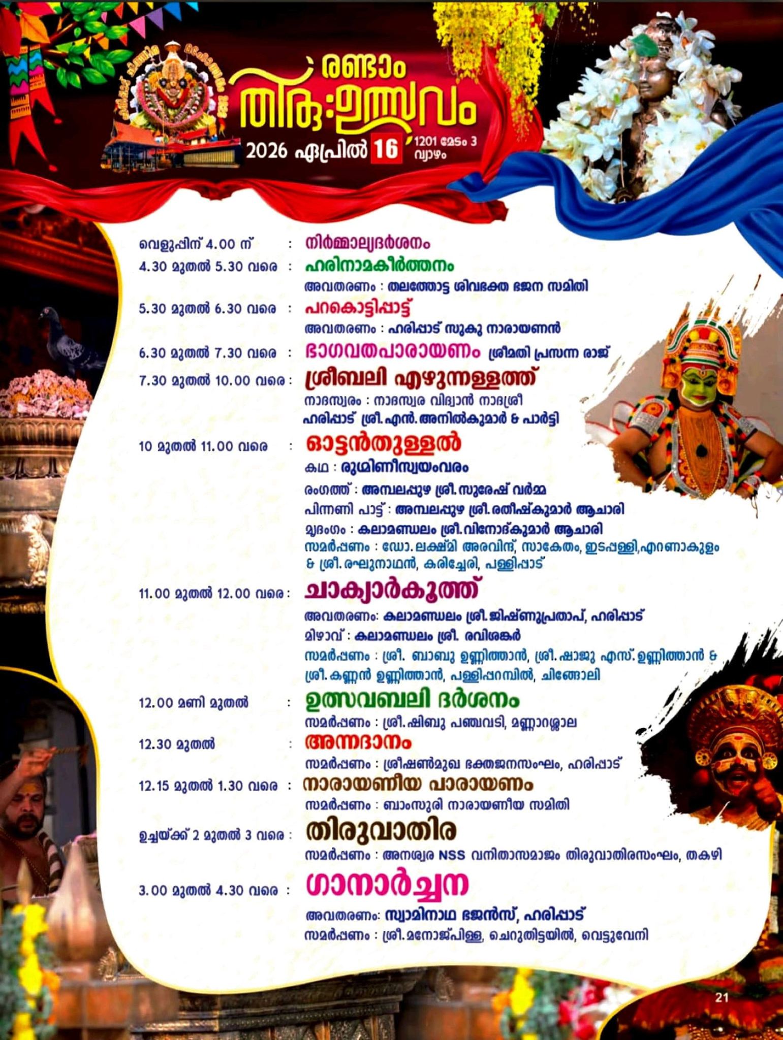 Chithra Thiruvutsavam Kerala temple festival Alappuzha