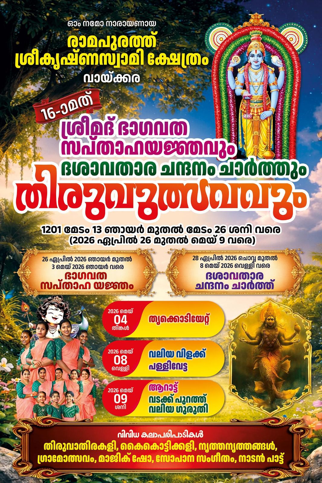 16th Srimad Bhagavatha Sapthaha Yajnam, Dashavatara Chandanam Charthu and Thiruvutsavam