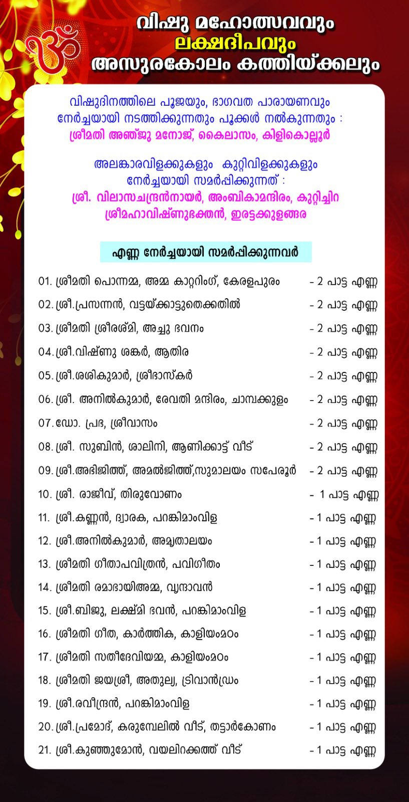 Traditional Vishu Sadya at Erattakulangara Temple