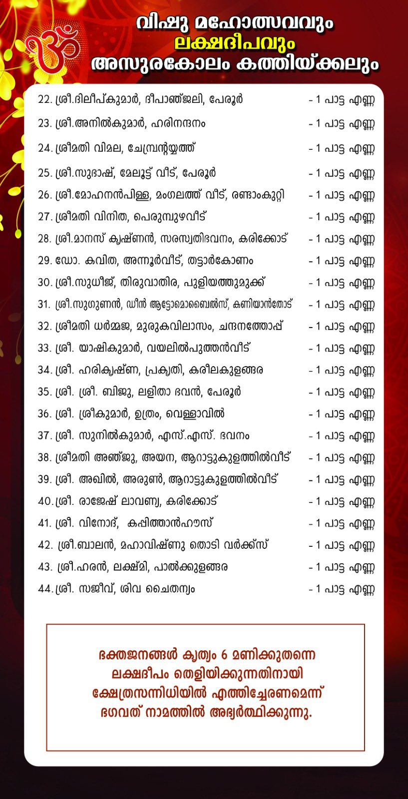 Erattakulangara Temple Vishu festival rituals